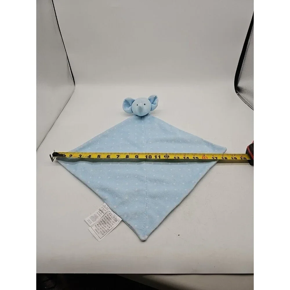 Carter's Child of‎ Mine Blue Elephant Lovey Blanket Plush Rattle Polka Dot Stars